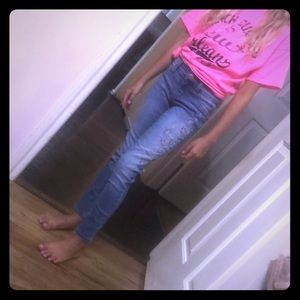 Justice Little Girl Denim with flower embroidery.